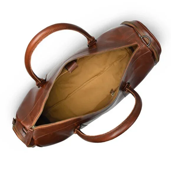 Handmade Full-Grain Cowhide Leather Duffel Travel Bag (20)